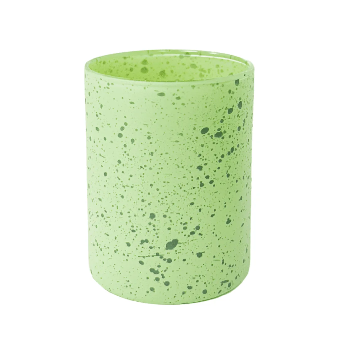 Speckled granite-finish glass container